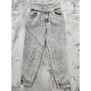Vintage GET! Jeans Womens 27 Gray Acid Wash Super High Rise Belted Cuffed Grunge